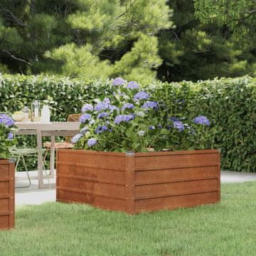 Vidaxl Uzdignuta žardinjera, hrđa, 100x100x45 cm, corten čelik