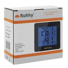 Ruhhy Multifunkcionalni elektronički LCD termometar crni