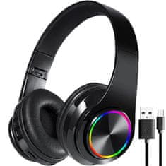 Dexxer Bluetooth 5.0 bežični LED RGB slušalice za igru + crni mikrofon