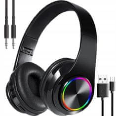 Dexxer Bluetooth 5.0 bežični LED RGB slušalice za igru + crni mikrofon