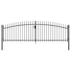 Vidaxl Dvostruka vrata za ogradu s ukrasnim kopljima 400 x 200 cm