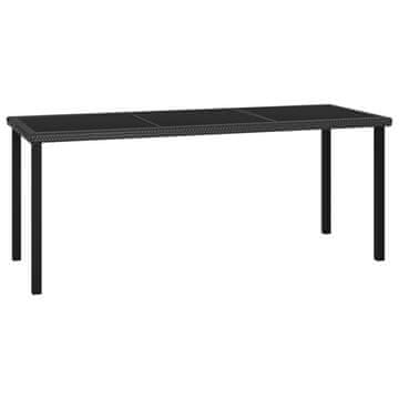 Vidaxl Vrtni blagovaonski stol crni 180x70x73 cm PE ratan