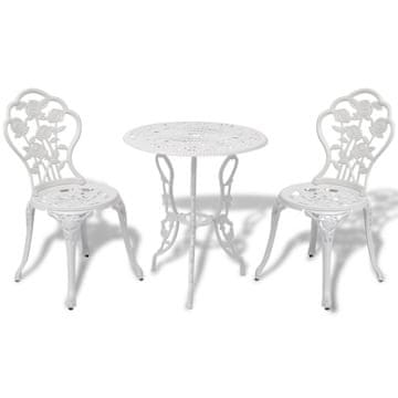 Vidaxl 3-dijelni bistro set od lijevanog aluminija bijeli