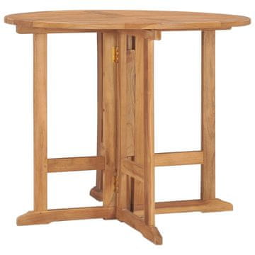 Vidaxl Sklopivi vrtni stol Ø90x75 cm Masivno tikovino