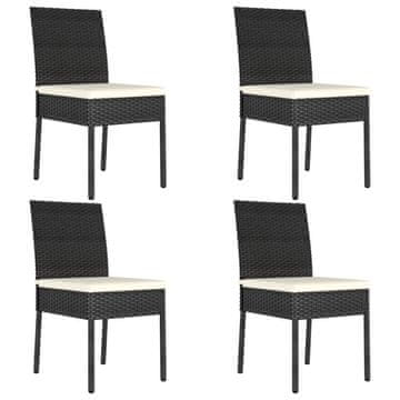 Vidaxl Vrtne stolice, set od 4, poli ratan, crne