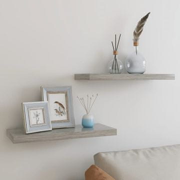Vidaxl Zidne police, 2 kom, betonsko sive, 60 x 23,5 x 3,8 cm, MDF