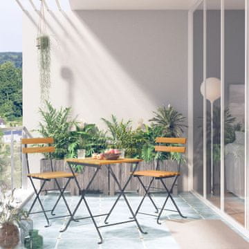 Vidaxl Sklopivi bistro set od 3 dijela, masivno drvo akacije