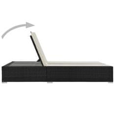 Vidaxl Dvostruka ležaljka za sunčanje od poliratana crna