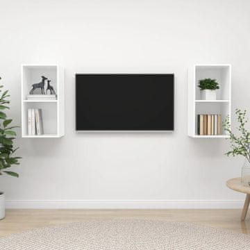 Vidaxl Zidni TV ormarići, 2 kom., Bijeli, Materijal na bazi drveta