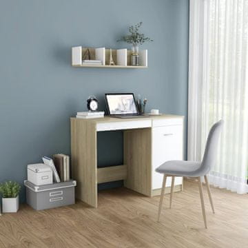 Vidaxl Radni stol, bijela i sonoma hrast, 100x50x76 cm, iverica