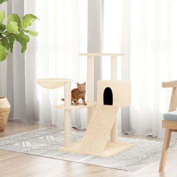Vidaxl Grebalica za mačke sa sisal stupićima, krem, 82 cm