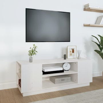 Vidaxl TV stalak bijeli 110x35x40,5 cm masivni borov drvo