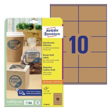 Avery Zweckform Naljepnice L7108-25, 105 x 57 mm, prirodno smeđa