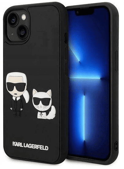 Karl Lagerfeld 3D Karl & Choupette maska ​​za iPhone 14 Plus, crna (KLHCP14M3DRKCK)