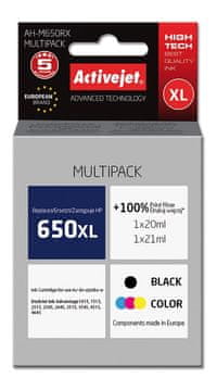 ActiveJet Activejet AH-M650RX tinta (zamjenski HP 650 CZ101AE/CZ102AE) - Premium, 1x20ml, 1x21ml, crna/color