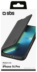 SBS Wallet Lite maskica ​​za iPhone 14 Pro, preklopna, crna