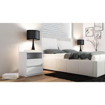 Topeshop Noćni ormarić Topeshop M1, 2 ladice, bijeli mat