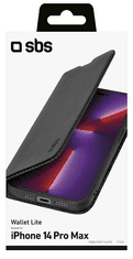 SBS Wallet Lite maskica ​​za iPhone 14 Pro Max, preklopna, crna