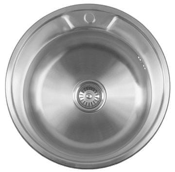 AQUALINE Okrugli ugradbeni sudoper od nehrđajućeg čelika 51x18cm
