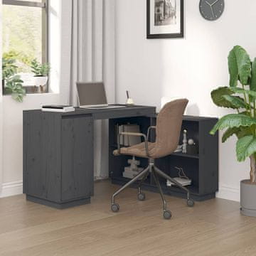 Vidaxl Radni stol, sivi, 110x50x75 cm, masivni borov drvo