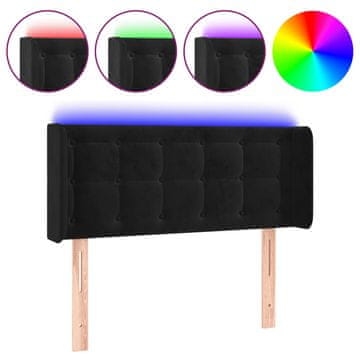 Vidaxl LED uzglavlje crno 93x16x78/88 cm baršunasto