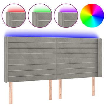 Vidaxl LED uzglavlje svjetlosivo 163 x 16 x 118/128 cm baršunasto