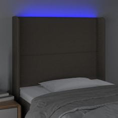 Vidaxl LED uzglavlje smeđesivo 103 x 16 x 118/128 cm od tkanine