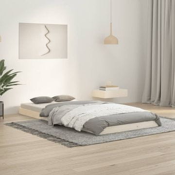 Vidaxl Okvir za krevet Bijeli 90 x 200 cm Masivni borov drvo