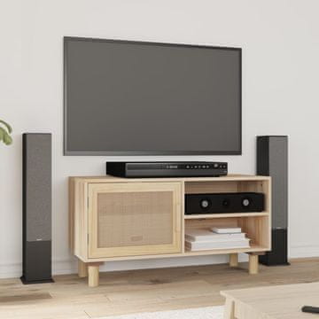 Vidaxl TV stalak smeđi 80x30x40 cm borovina i ratan