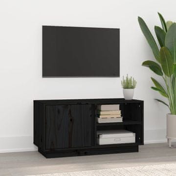 Vidaxl TV ormarić crni 80x35x40,5 cm masivni borov drvo