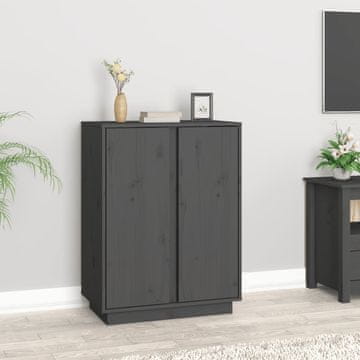 Vidaxl Ormarić, sivi, 60x35x80 cm, masivni borov drvo