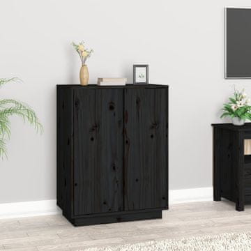 Vidaxl Ormarić, crni, 60x35x80 cm, masivni borov drvo