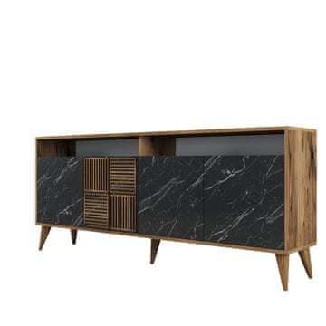 Woody Fashion Komoda, Milan - Walnut, Black Marble