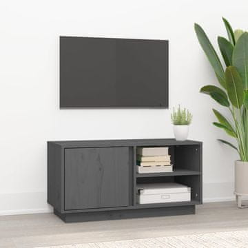 Vidaxl TV stalak sivi 80x35x40,5 cm masivni borov drvo