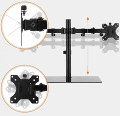 VonHaus dvostruki stolni stalak za monitore do 69 cm, sa staklenom bazom