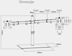 VonHaus dvostruki stolni stalak za monitore do 69 cm, sa staklenom bazom