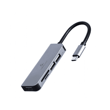 CABLEXPERT USB-C razdelilnik s 3 priključka + čitač SD kartica