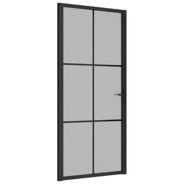 Vidaxl Unutarnja vrata 93 x 201,5 cm crna od mat stakla i aluminija