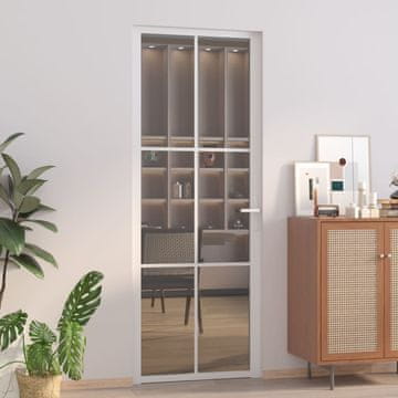 Vidaxl Unutarnja vrata, 76 x 201,5 cm, bijela, ESG staklo i aluminij