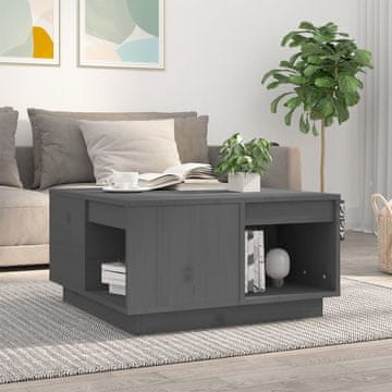 Vidaxl Klub stolić, sivi, 60x61x32,5 cm, masivni borov drvo