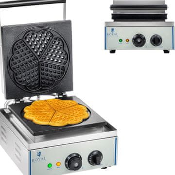 Royal Catering APARAT ZA OKRUGLE WAFFLE, ROZETA U OBLIKU SRCA, PREMAZANA TEFLONOM, PROMJER 21 CM