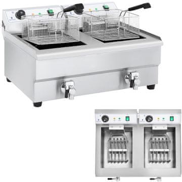 Dvokomorna komercijalna friteza sa slavinama 230V 2x16L
