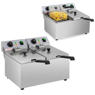 Dvostruka električna friteza za ugostiteljstvo 230 V 2 x 3200 W 2 x 8 L