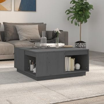Vidaxl Klub stolić sivi 80x81x36,5 cm masivni borov drvo