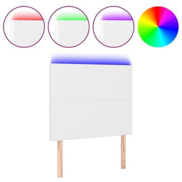 Vidaxl LED uzglavlje bijelo 90x5x118/128 cm od umjetne kože