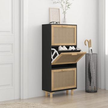 Vidaxl Ormarić za cipele Crni 52x25x115 cm Materijal na bazi drveta