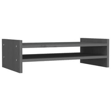 Vidaxl Stalak za monitor sivi 50 x 27 x 15 cm od masivne borovine