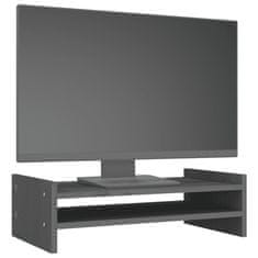 Vidaxl Stalak za monitor sivi 50 x 27 x 15 cm od masivne borovine
