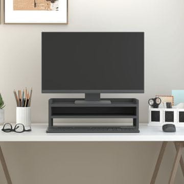Vidaxl Stalak za monitor sivi 50x24x16 cm masivni borov drvo