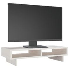 Vidaxl Stalak za monitor bijeli 60 x 27 x 14 cm od masivne borovine